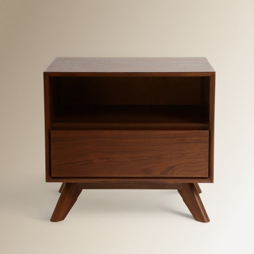 Mesita de noche de madera de nogal con cajón Antón Room - EuroVolter Nogal