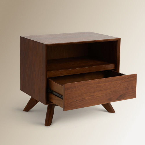 Mesita de noche de madera de nogal con cajón Antón Room - EuroVolter Nogal
