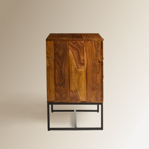 Mesita de noche de madera de palisandro con 3 cajones Bremen EuroVolter Nogal