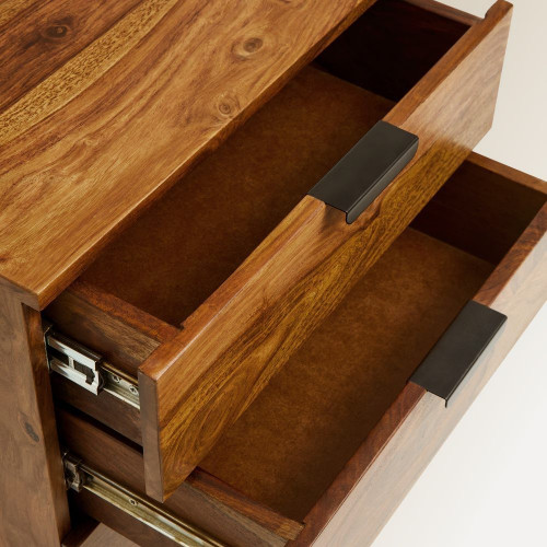 Mesita de noche de madera de palisandro con 3 cajones Bremen EuroVolter Nogal