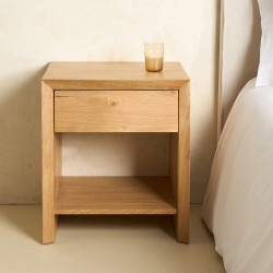 Mesita de noche de madera de roble con 1 cajón Roger EuroVolter Roble