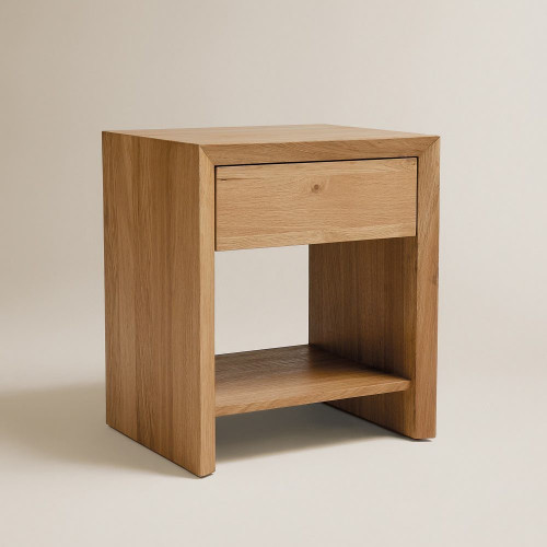 Mesita de noche de madera de roble con 1 cajón Roger EuroVolter Roble