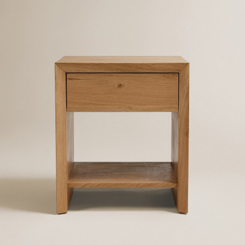 Mesita de noche de madera de roble con 1 cajón Roger EuroVolter Roble