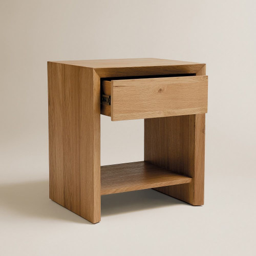 Mesita de noche de madera de roble con 1 cajón Roger EuroVolter Roble