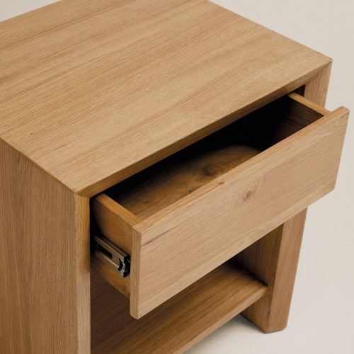 Mesita de noche de madera de roble con 1 cajón Roger EuroVolter Roble