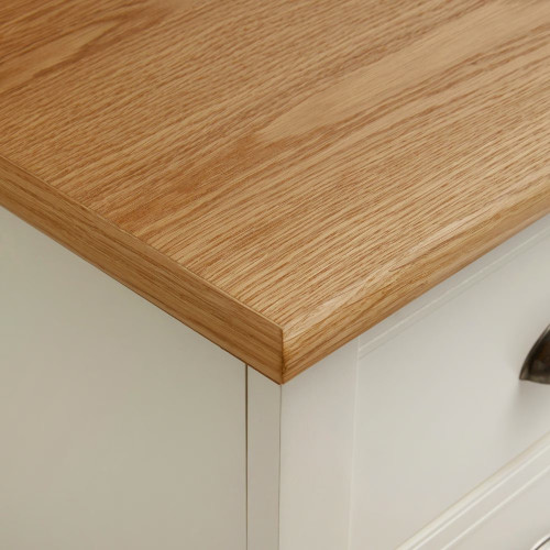 Mesita de noche de madera de roble con 3 cajones Hampstead EuroVolter Blanco roto/Roble