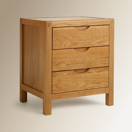 Mesita de noche de madera de roble con 3 cajones Nordic EuroVolter Roble