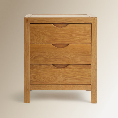Mesita de noche de madera de roble con 3 cajones Nordic EuroVolter Roble