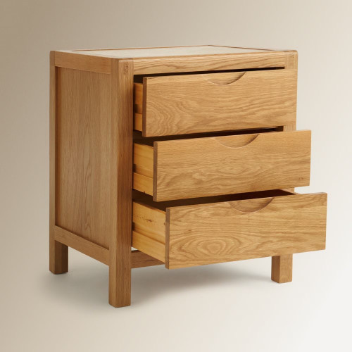 Mesita de noche de madera de roble con 3 cajones Nordic EuroVolter Roble