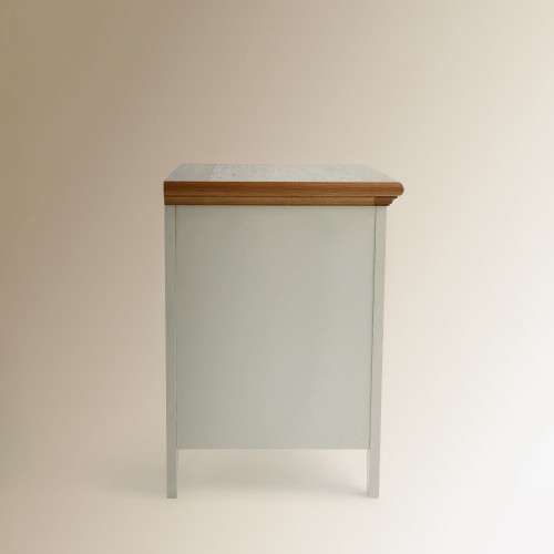 Mesita de noche de madera de roble con cajón Hampstead EuroVolter Blanco roto/Roble