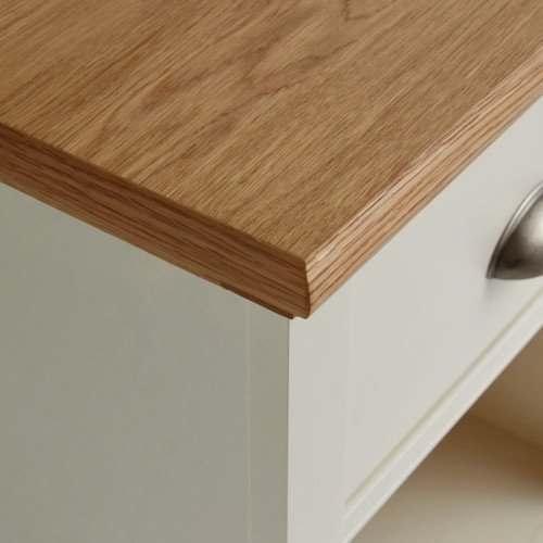 Mesita de noche de madera de roble con cajón Hampstead EuroVolter Blanco roto/Roble