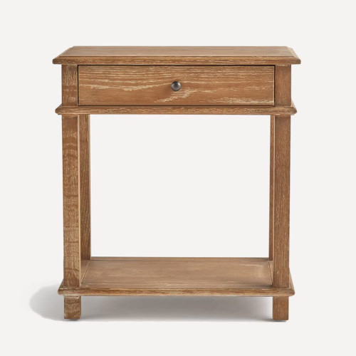 Mesita de noche de madera de roble con cajón Vintage EuroVolter Roble envejecido