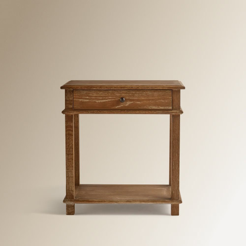 Mesita de noche de madera de roble con cajón Vintage EuroVolter Roble envejecido