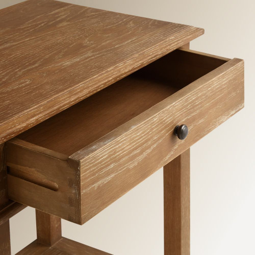 Mesita de noche de madera de roble con cajón Vintage EuroVolter Roble envejecido