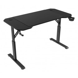 MGD-ERGO120, Mesa Altura Ajustable 3 Posiciones, Superficie Ergonómica, Estructura Metálica, Alfombrilla XXL, Soporte Auriculares y Bebida, Gestión Cableado, Mesa Gaming 120x60cm, Negro