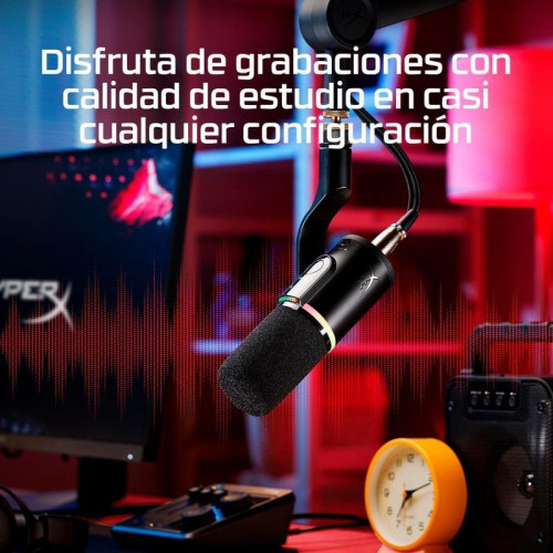 Micrófono Gaming HyperX FlipCast USB/XLR dinámico con brazo articulado negro
