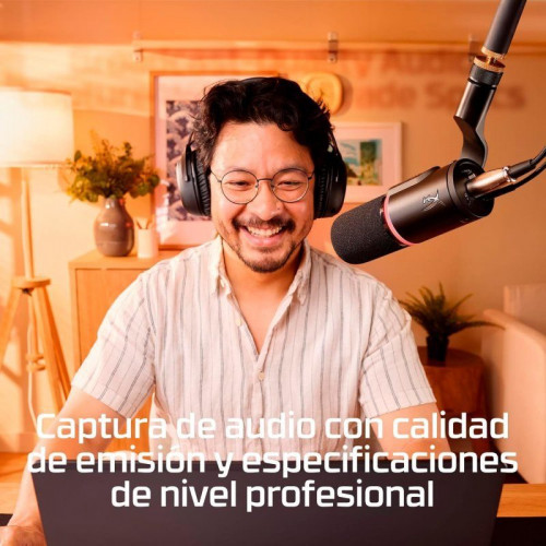 Micrófono Gaming HyperX FlipCast USB/XLR dinámico con brazo articulado negro