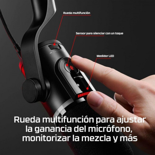Micrófono Gaming HyperX FlipCast USB/XLR dinámico con brazo articulado negro