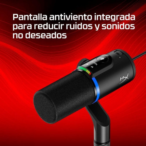 Micrófono Gaming HyperX FlipCast USB/XLR dinámico con brazo articulado negro