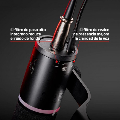 Micrófono Gaming HyperX FlipCast USB/XLR dinámico con brazo articulado negro