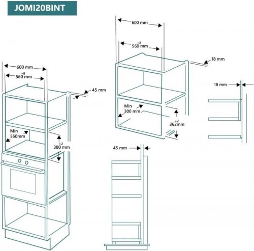 Microondas integrado Johnson Cristal Blanco con Grill JOMI20BINT