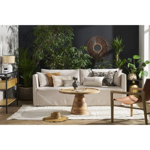 Miliboo Sofá 4-5 plazas desenfundable de tejido beige ADELE