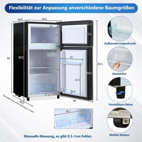 Mini nevera 72l con puerta de vidrio negro refrigeración directa