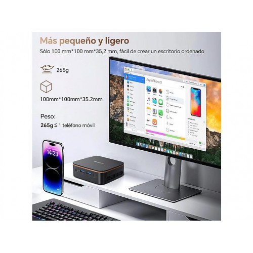 Mini PC - BLACKVIEW MP20(8+256)3300U, Intel Twin Lake N150(Hasta 3.6GHz), 8 GB RAM, 256 GB SSD, UHD Graphics, Windows 11 Pro, Negro