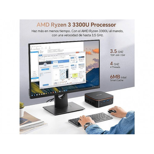 Mini PC - BLACKVIEW MP20(8+256)3300U, Intel Twin Lake N150(Hasta 3.6GHz), 8 GB RAM, 256 GB SSD, UHD Graphics, Windows 11 Pro, Negro