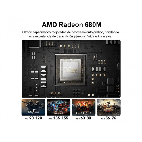Mini PC - GEEKOM A6, AMD Ryzen 7 6800, 16 GB RAM, 1 TB SSD, Radeon™ 680M, Windows 11, Plata