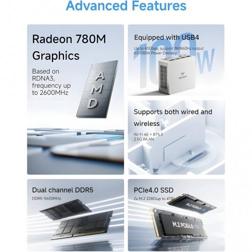 Mini PC Minisforum UM870 Slim 512GB AMD Ryzen 7 8745H 16GB RAM
