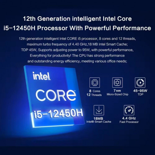 MLLSE M6 Mini PC Intel Core i5-12450H 16 GB DDR4 512 GB NVMe Windows 11 Pro