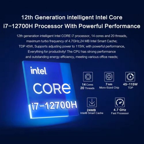 MLLSE M7 Mini PC Intel Core i7-12700H 16 GB DDR4 1 TB SSD Windows 11 Pro