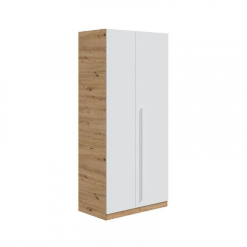 Mobelcenter - Armario Juvenil 2 Puertas Abatibles Noa - Color Roble Nodi y Blanco Artik - Ancho: 90 cm x Fondo: 52 cm x Alto: 200 cm (1326)