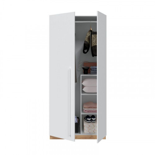 Mobelcenter - Armario Juvenil 2 Puertas Abatibles Noa - Color Roble Nodi y Blanco Artik - Ancho: 90 cm x Fondo: 52 cm x Alto: 200 cm (1326)