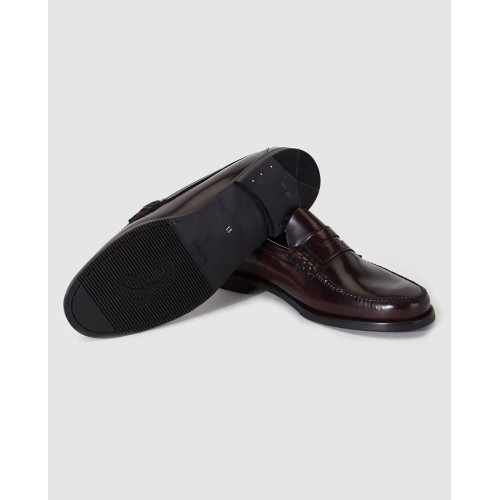 Mocasines de hombre de Castellano de piel de color granate Granate