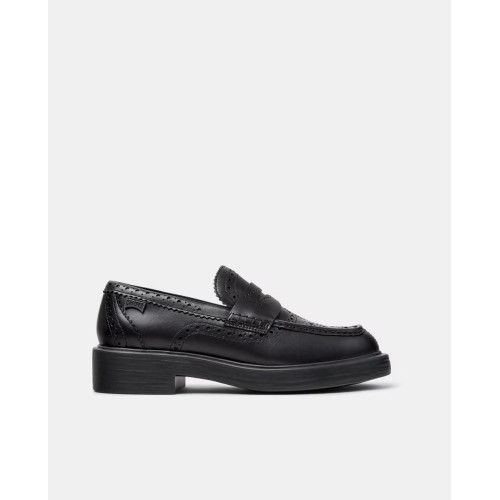 Mocasines de piel de mujer dean twins Negro