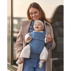 Mochila Porta Bebé BabyBjörn Harmony Tejido Woven Melange 3 posiciones Azul claro