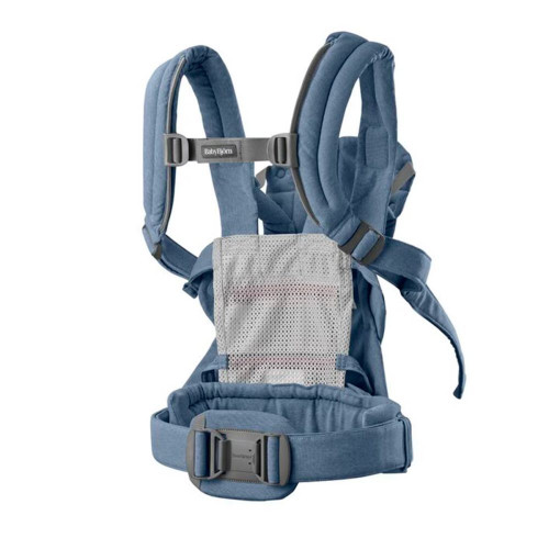 Mochila Porta Bebé BabyBjörn Harmony Tejido Woven Melange 3 posiciones Azul claro
