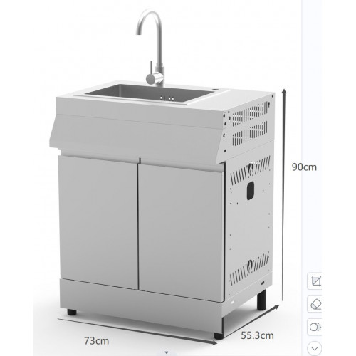 Modulo para cocina de exterior de acero inoxidable con fregadero Ilo 90 x 55.3 x 73 cm