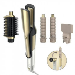 Moldeador Multifunción Shark Glam Straight & Waves 1500W Cerámica Airflow 3 Temperaturas 4 Accesorios Oro Blanco