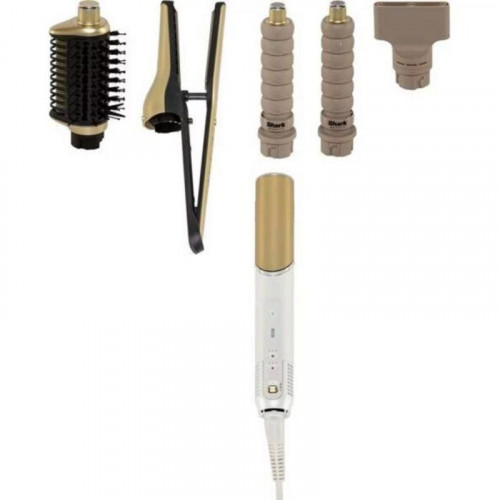 Moldeador Multifunción Shark Glam Straight & Waves 1500W Cerámica Airflow 3 Temperaturas 4 Accesorios Oro Blanco