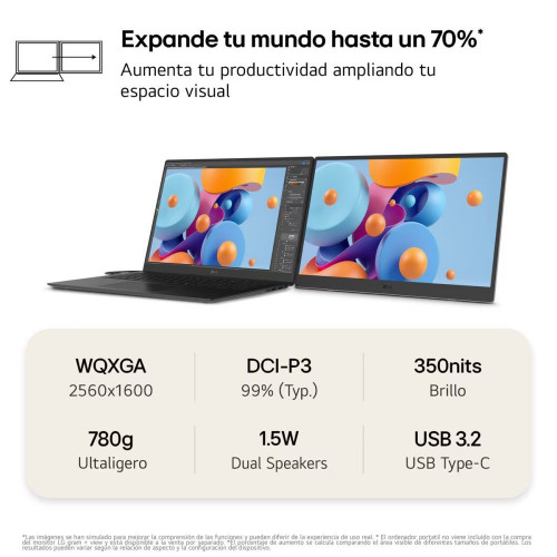 Monitor PC portátil 43cm (17