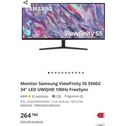 Monitor Samsung ViewFinity S5 LS34C500GAUXEN