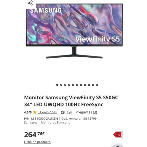 Monitor Samsung ViewFinity S5 LS34C500GAUXEN