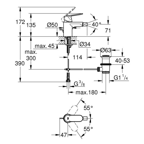 Monomando de bidé Eurosmart Cosmopolitan Grohe Cromo