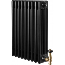 MonsterShop Radiador horizontal 4 columnas negro + válvulas