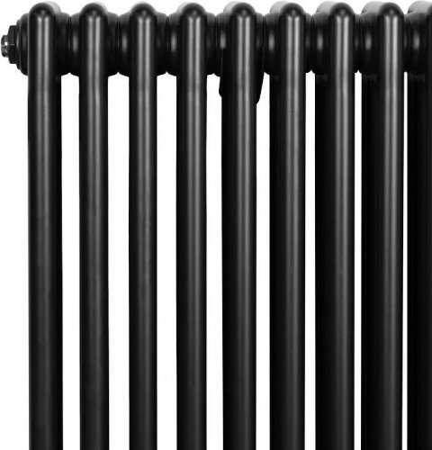 MonsterShop Radiador horizontal 4 columnas negro + válvulas