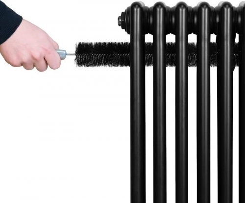 MonsterShop Radiador horizontal 4 columnas negro + válvulas