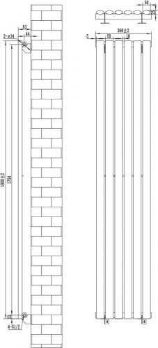 MONSTERSHOP Radiador ovalado de columna simple